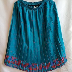 Leslie Fay Vintage Women's Size 12P Turquoise Floral Hippie Granny Skirt